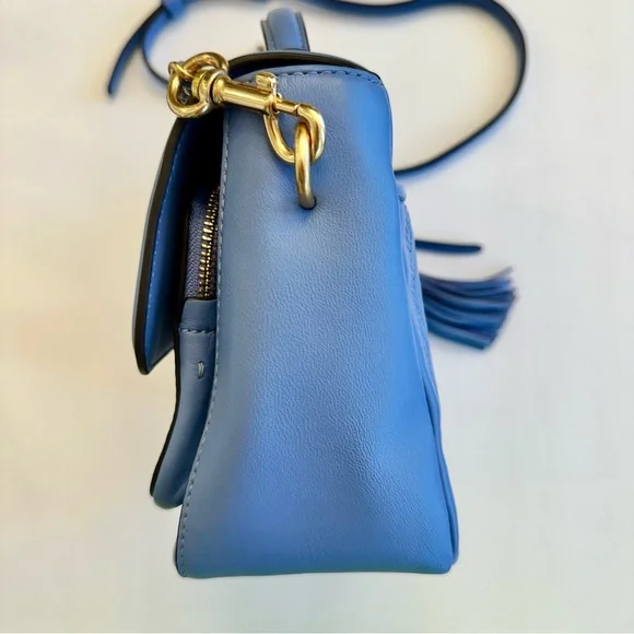 Tory Burch Fleming periwinkle small leather convertible crossbody bag lotus blue - Picture 7 of 16